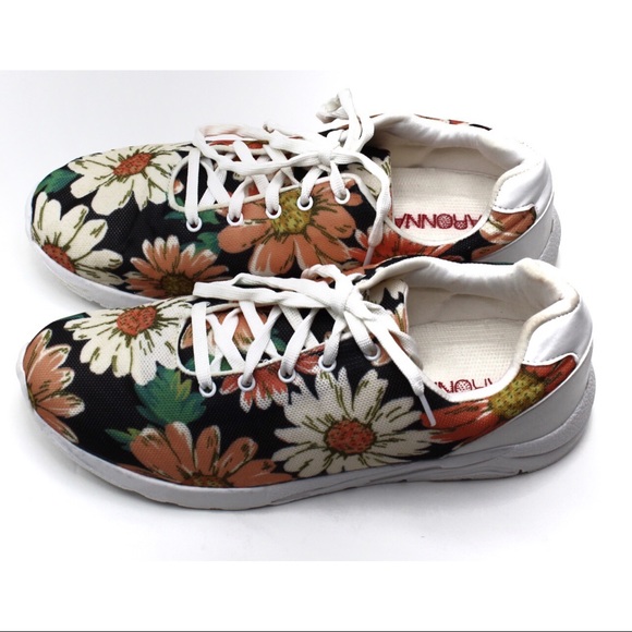 Laronna Black Abstract Floral Sneaker 10.5 11.5-12 - Picture 6 of 8